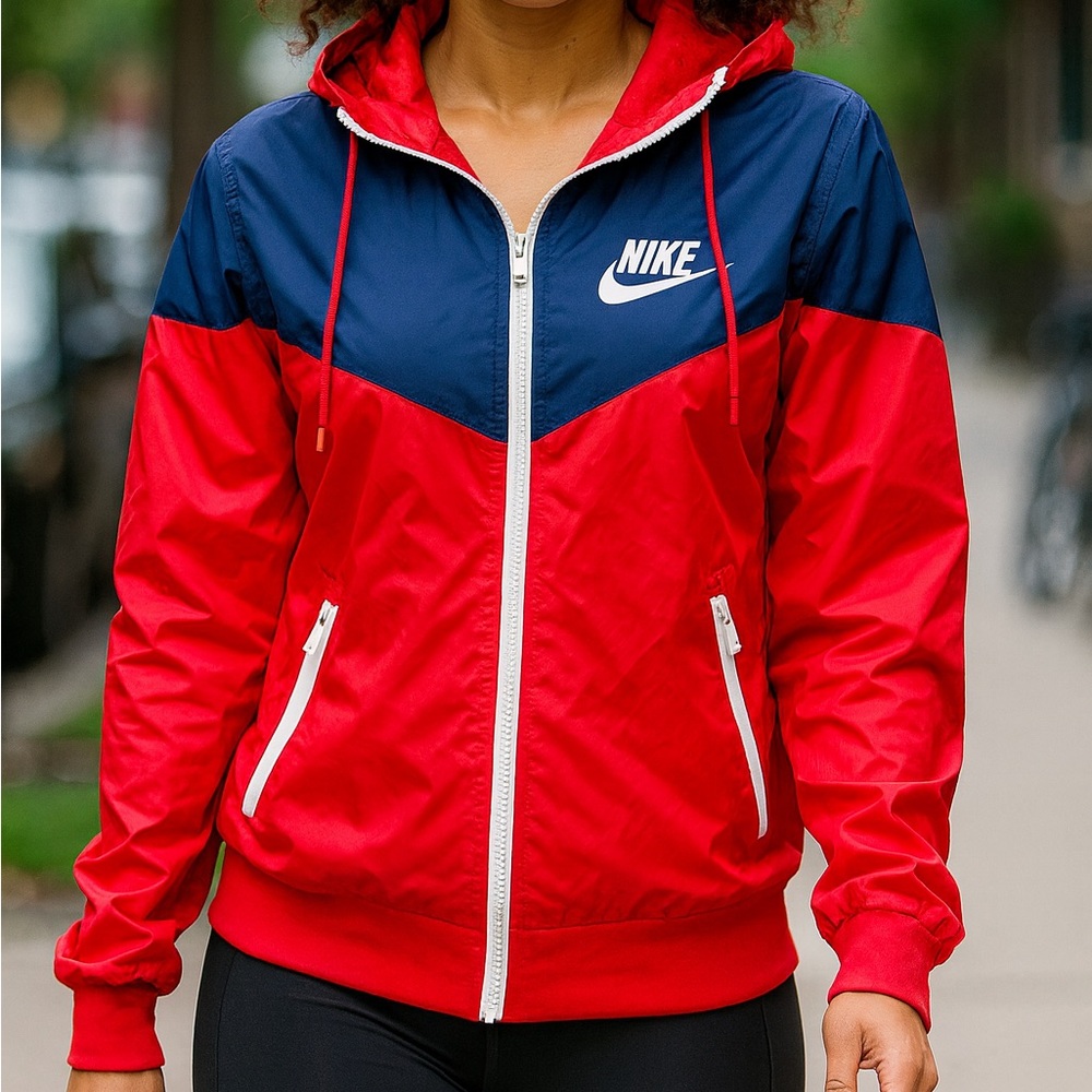 Nike Women's Bold Red and Navy Bomber Jacket